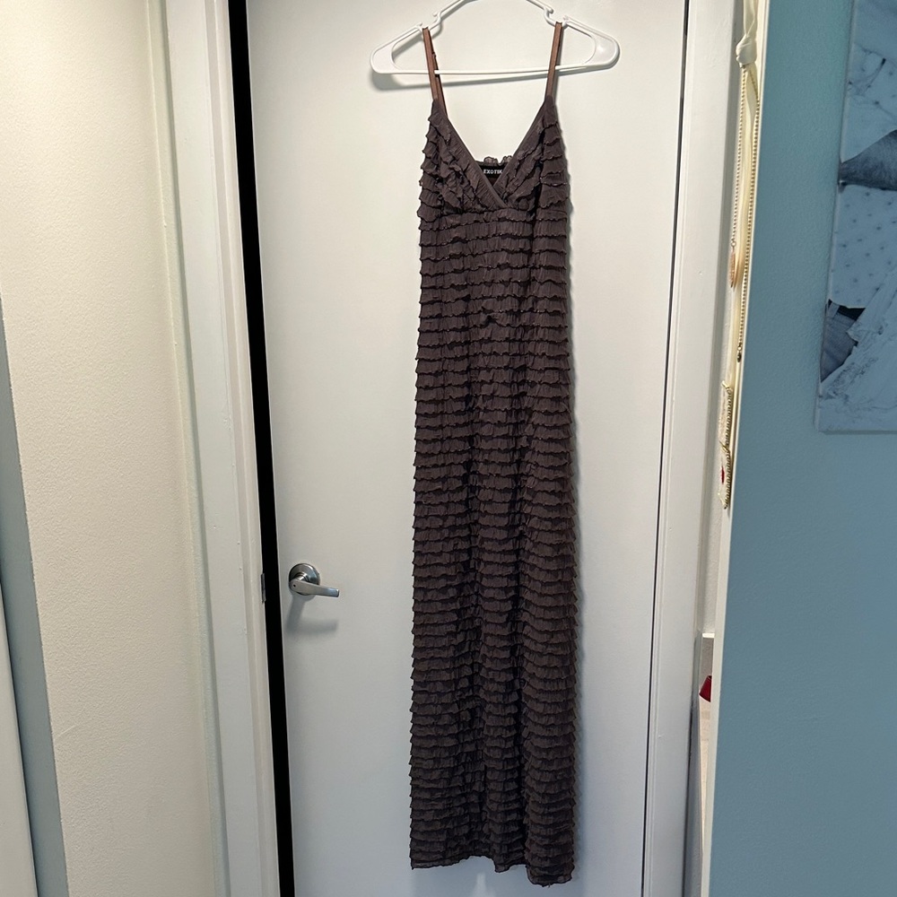 Ruffled V-Neck Maxi Dress